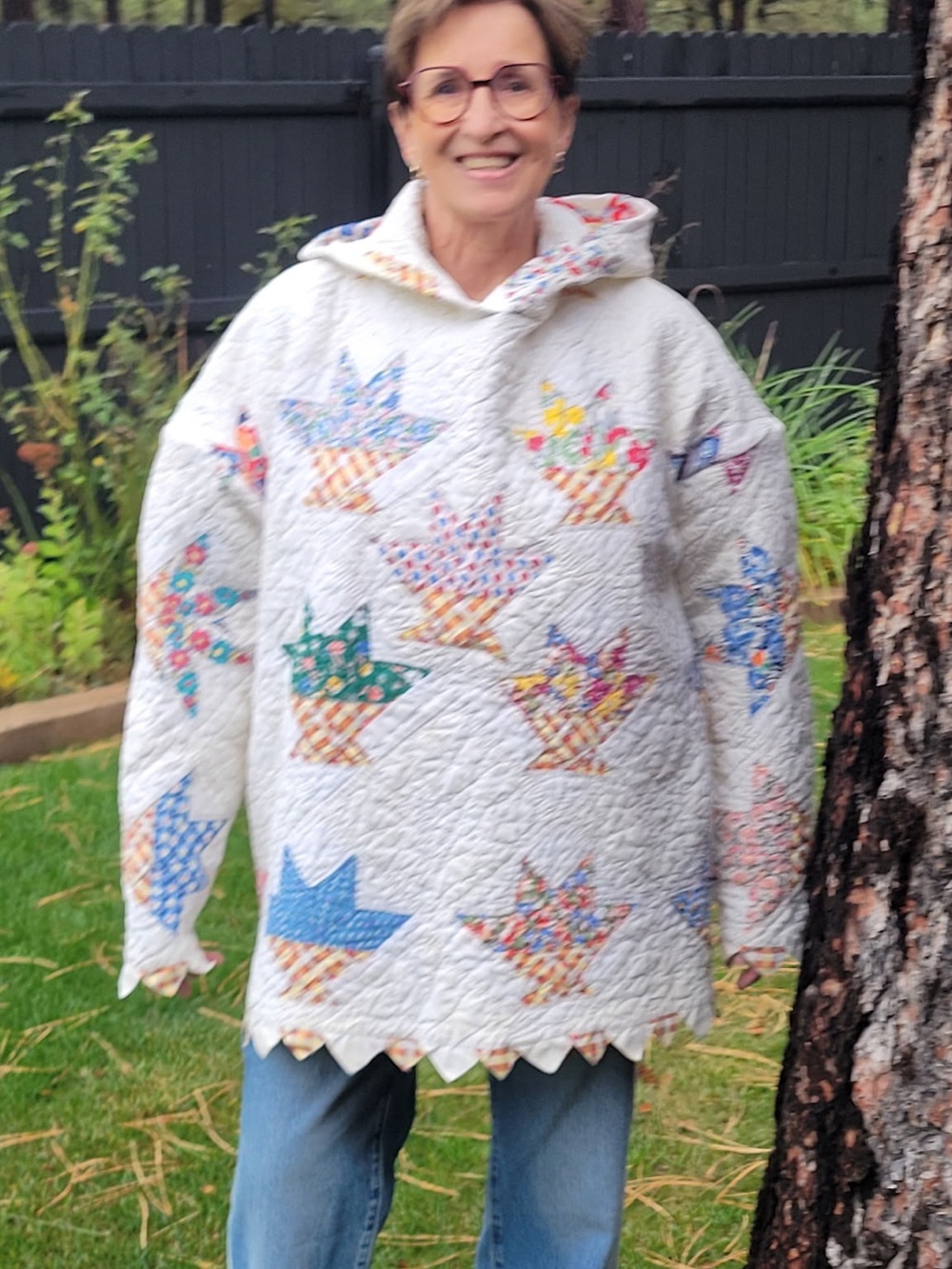 Vintage White Quilted Woman’s Hoodie